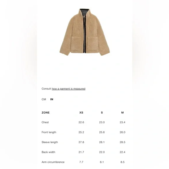 NWT Zara | ZW COLLECTION FAUX SHEARLING DOUBLE-FACED Tan Teddy Jacket for Women - Picture 11 of 17